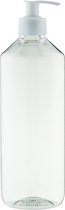 Flacon vide 500 ml HDPE transparent - avec pompe blanche - lot de 10 pièces - rechargeable - vide