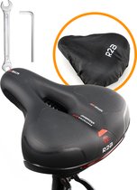 R2B® fietszadel voor Dames en Heren - Inclusief waterdichte zadelhoes - Zwart - Reflectie en ventilatie - Gel zadel / Gelzadel