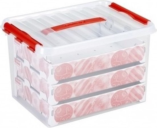2x Kerst opbergboxen 22 liter - Kerstballen/kerstversiering opruimen/opbergen