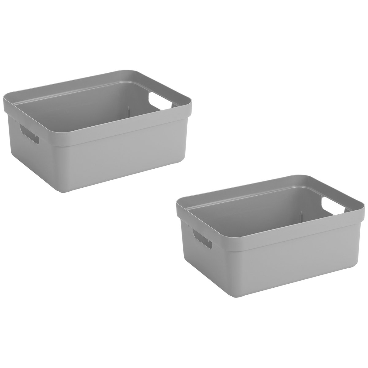 Sunware Opbergbox Sigma - 2x - kunststof - lichtgrijs - 24 liter - Opbergbakken/opbergers - 45 x 35 x 18 cm
