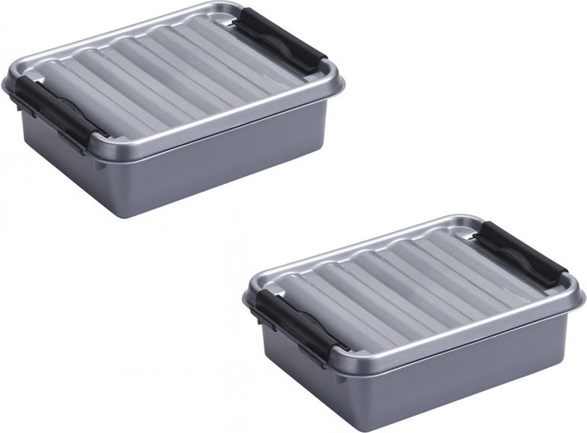 Set van 5x stuks sunware q-line opberg box/opbergdoos - 1 liter - 20 x 15 x 6 cm - kunststof - opslagbox - grijs