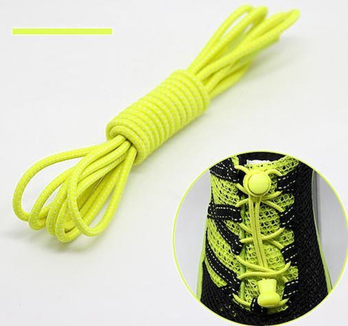 *** Lock veters - Ronde Elastische Schoenveters - Hardlopen - Wandelen - Laces - Geel - van Heble® ***