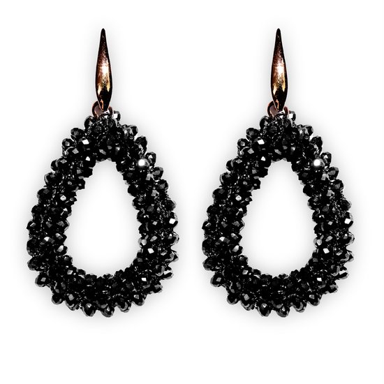 Lajetti - Zwarte Druppel Oorbel Dames - Beads Earring