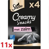 Sheba - Creamy Snacks - Zalm - 11 verpakkingen van 4 stuks (4x12g)