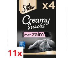 Sheba - Creamy Snacks - Zalm - 11 verpakkingen van 4 stuks (4x12g)