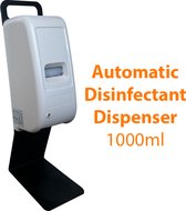 Automatische (zeep) desinfectie dispenser - zuil - staand - met infrarood sensor - spray - druppel - 1000ml - met voet - metaal