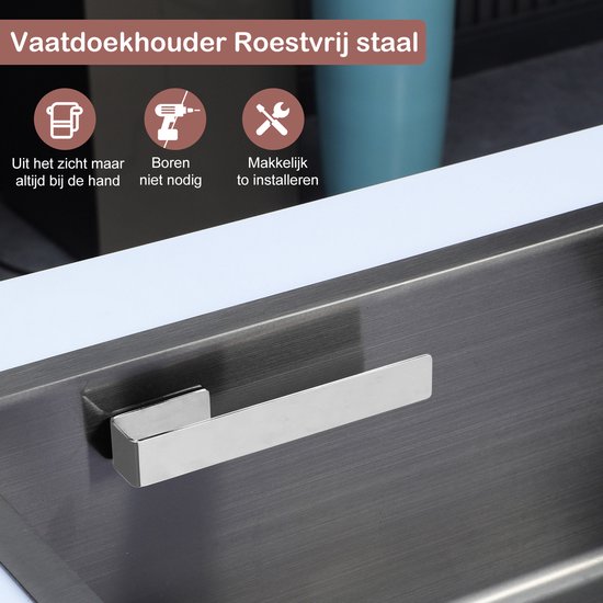 Lopoleis Dooki Vaatdoekhouder RVS – Keuken Organizers – Keuken accessoires - Aanrecht Organiser