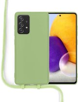 RNZV - Samsung A72  Siliconen telefoonhoesje met koord - licht groen
