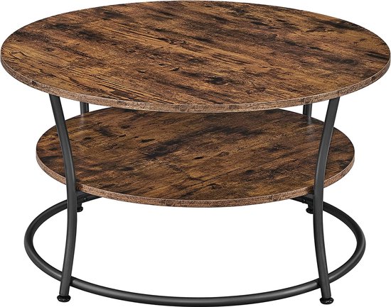 Table basse Vasagle , table de salon, table canapé avec étagère, 80 x 45 cm, montage facile, métal, design industriel, vintage marron-noir lct80bx