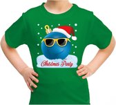 Foute kerst shirt / t-shirt coole blauwe kerstbal christmas party groen voor kinderen - kerstkleding / christmas outfit 140/152