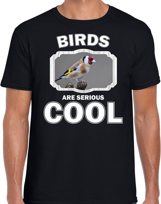 Dieren vogels t-shirt zwart heren - birds are serious cool shirt - cadeau t-shirt putter vogel/ vogels liefhebber M