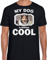 Sheltie honden t-shirt my dog is serious cool zwart - heren - Shetland sheepdogs liefhebber cadeau shirt XL