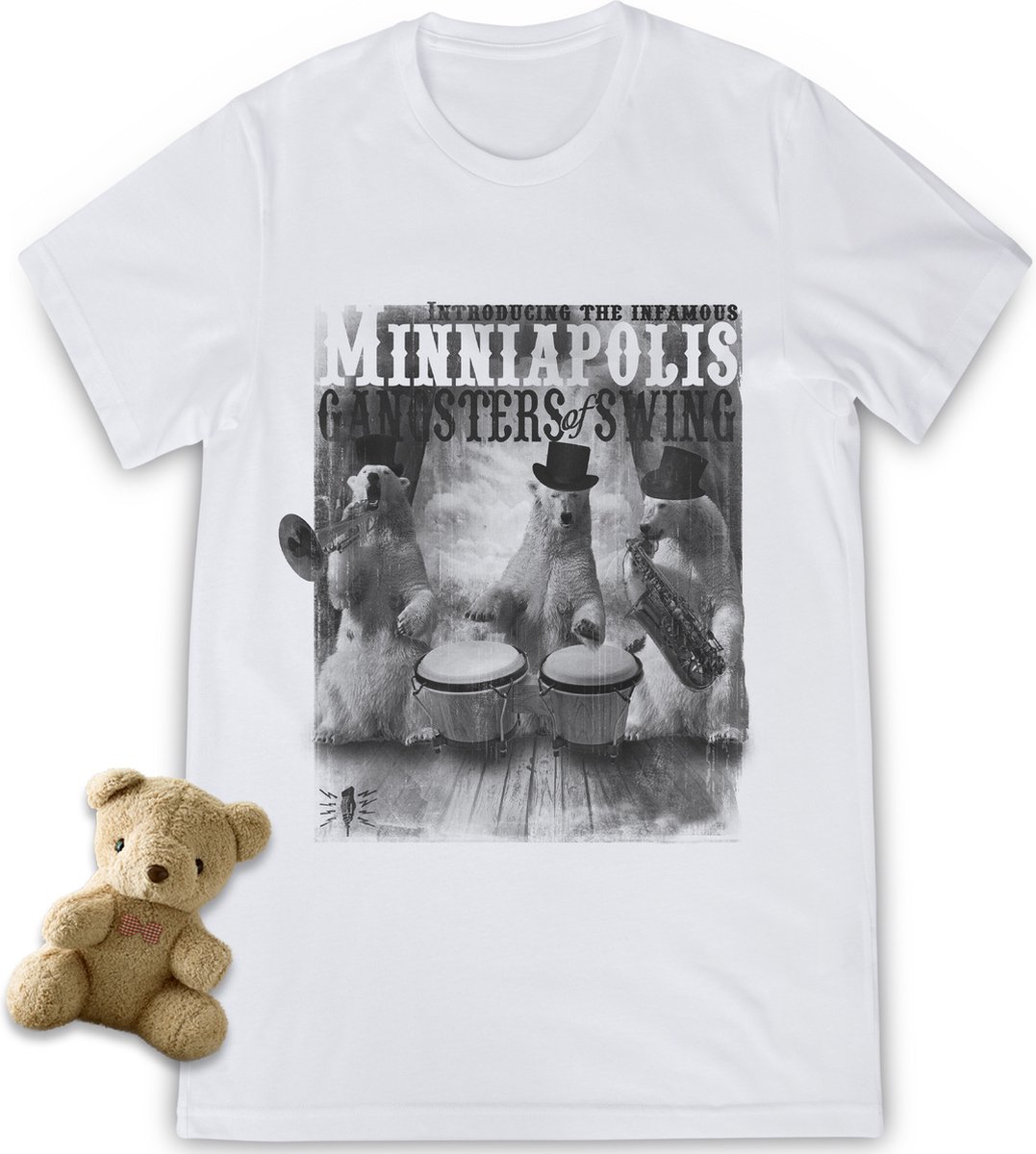 Meisjes tshirt met grappige ijsberen print - Maten 92 t/m 164 - T shirt kleur wit.