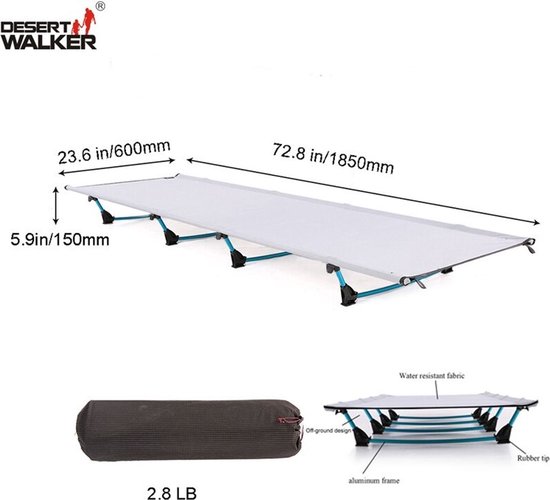 Lit De Camping Ultraléger Cobra I – Installation 60s – Supporte 150 Kg – Noir