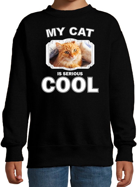 rijk Chronisch Kennis maken Rode kat katten trui / sweater my cat is serious cool zwart - kinderen -  katten /... | bol.com