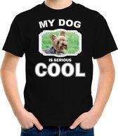 T-shirt pour chien Yorkshire Terrier Mon chien est sérieux noir cool - Enfants - Chemise cadeau amant des Yorkshire Terriers XS (110-116)