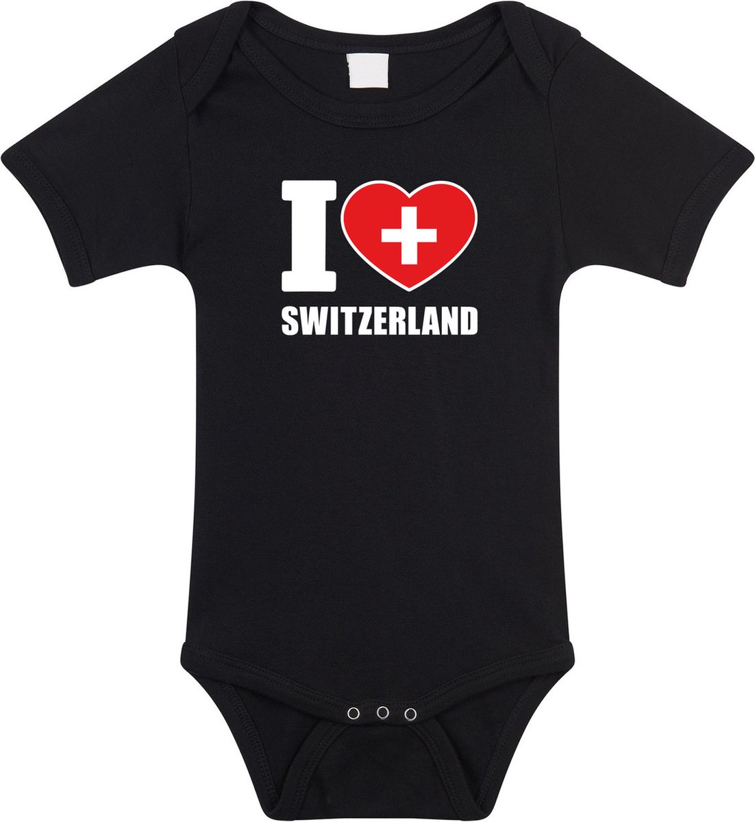 I love Switzerland baby rompertje zwart jongens en meisjes - Kraamcadeau - Babykleding - Zwitserland landen romper 68