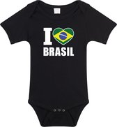 I love Brasil baby rompertje zwart jongens en meisjes - Kraamcadeau - Babykleding - Brazilie landen romper 56