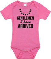 Gentlemen I have arrived tekst baby rompertje roze meisjes - Kraamcadeau - Babykleding 56