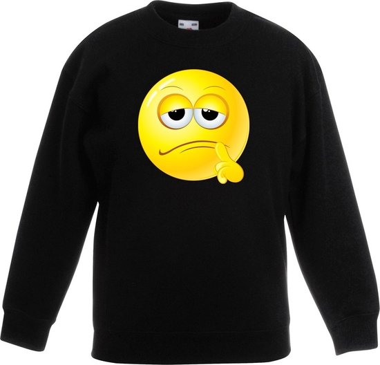 emoticon/ emoticon sweater bedenkelijk zwart kinderen 134/146