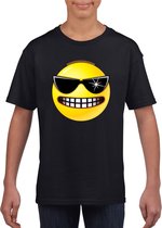 emoticon/ emoticon t-shirt stoer zwart kinderen 146/152