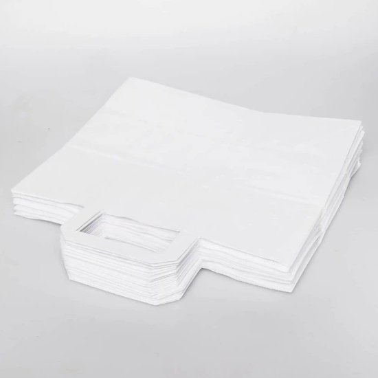 Sacs de transport en papier Witte | Sacs en papier | 26 + 17 x 25 cm | BIO | Respectueux de l'environnement | Sacs à emporter | Sacs repas | 60 pièces