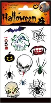 Body Tattoo tatoeages spinnen en doodshoofd – Halloween – Tijdelijke tattoo – 12 stuks op vel.