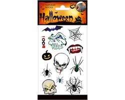 Body Tattoo tatoeages spinnen en doodshoofd – Halloween – Tijdelijke tattoo – 12 stuks op vel.