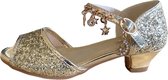 Elsa schoenen goud glitter + bedeltjes maat 33 - binnenmaat 21,5 cm - bij prinsessenjurk verkleedkleding verkleedschoenen