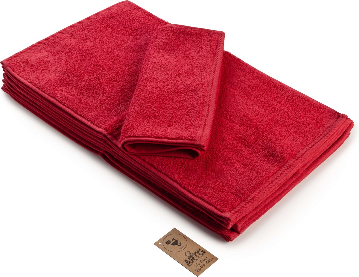 ARTG® Towelzz - Gastenhanddoek - 30 x 50 cm - Donkerrood - Deep Red - Set 10 stuks
