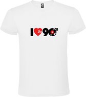 Wit T shirt met print van " I Love the Nineties ( 90 ) " print Zwart size XS