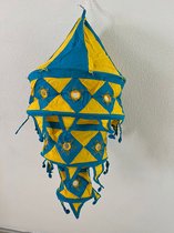 Hand made Traditional Pipli Hanging Cotton Lantern/ Lamp shade with Embroidered Mirror Work from Odisha (Multicolor)