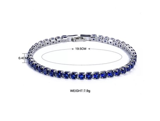 Tennis Armband | Blauw Verguld | Zirkonia stenen 4 MM | Lengte 17 CM | Tennis Bracelet | Sieraden | Moederdag | Moederdag cadeau