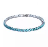 Tennis Armband | Turquoise Verguld | Zirkonia stenen 4 MM | Lengte 17 CM | Tennis Bracelet | Sieraden | Moederdag | Moederdag cadeau