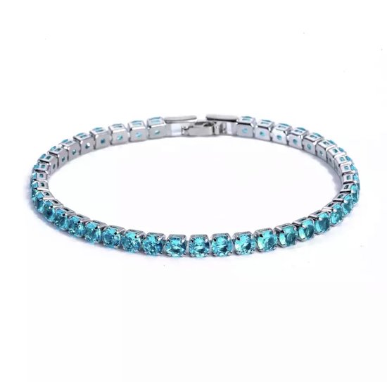 Tennis Armband | Turquoise Verguld | Zirkonia stenen 4 MM | Lengte 17 CM | Tennis Bracelet | Sieraden | Moederdag | Moederdag cadeau