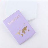 Wereldkaart Premium Lederen Paspoorthoes - Paspoorthouder - Paspoort Protector - Paars
