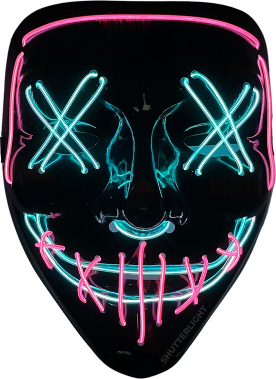 Shutterlight® Purge LED Masker - Blauw & Roze - Halloween Masker - Feest  Masker -... | bol