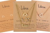 Bixorp Stars 5 Weegschaal / Libra sieraden Goudkleurig - Set van Sterrenbeeld Ketting + Oorbel + Armband