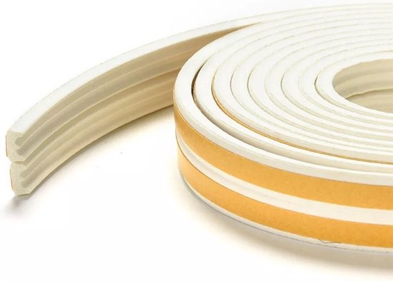 Tochtstrip 10 meter met reinigingsdoekjes - Wit - Tochtband E-profiel - Tochtstrips voor deur - Tochtstrips voor ramen - Tochtstopper - Zelfklevend                              en - Tochtstopper - Zelfklevend