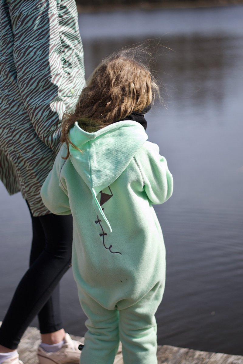 Ducksday - Fleecepak - Onesie voor kinderen - unisex - muntgroen/taupe — afbeelding 6