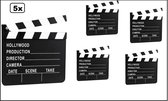 5x Filmklapper Hollywood 18 cm x 20 cm - Film klapper festival gala thema feest party