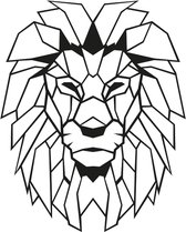 Lion géométrique noir moyen - décoration murale - décoration murale - lion tête d'animal