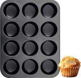 BOTC Muffin Bakvorm met 12 Cupcake Vormpjes - Anti-aanbaklaag -  Gaten Ø7 cm - Anti-aanbak