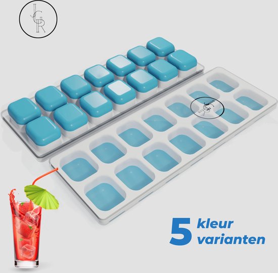 Foto: Blauw ijsblokjesvorm siliconen met deksel ijsvormpjes herbruikbaar ijsblokjesmaker zonder morsen bpa vrij