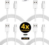 USB-C Data- en Laadkabel - 4 stuks - Oplaadkabels geschikt voor Samsung - 1 Meter - Fast en Quick Charge Oplaadkabel - Type C Naar USB-A - Oplaadsnoer Telefoon - Wit