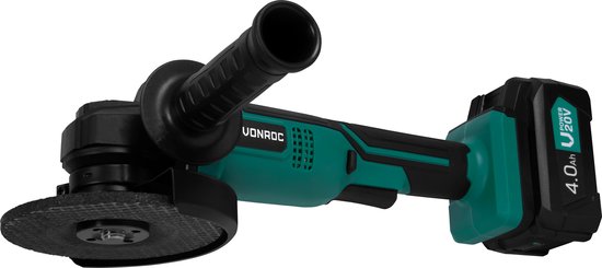 VONROC Cordless Angle Grinder - VPower 20V – 125mm – Incl. side handle & toolbag - Excl. Battery and quick charger VONROC Cordless Angle Grinder - VPower 20V – 125mm – Incl. side handle & toolbag - Excl. Battery and quick charger