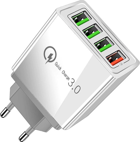 Joyroom® Oplader Thuislader met 4 USB poorten Snellader 3.1A Travel Adapter...