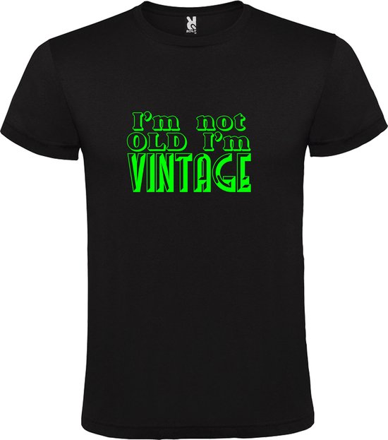 Zwart T-Shirt met “ I'm not Old I'm Vintage “ print  Groen Size 4XL