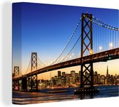 Tableau Toile Pont - San Francisco - Skyline - 160x120 cm - Décoration murale XXL