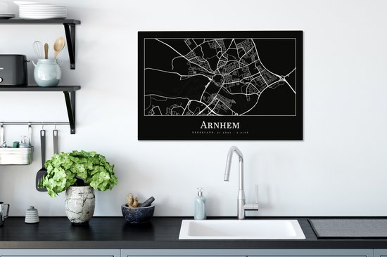 Canvas Schilderij Stadskaart - Arnhem - Plattegrond - Kaart - 60x40 cm - Wanddecoratie